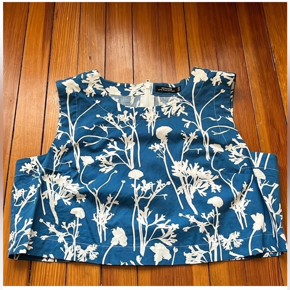 Kate Spade Saturday Blue Floral Crop - silk and cotton